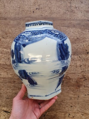 Lot 224 - A CHINESE BLUE AND WHITE FIGURATIVE VASE.