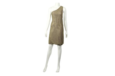 Lot 225 - Gucci Taupe Embellished One Shoulder Dress - Size 38