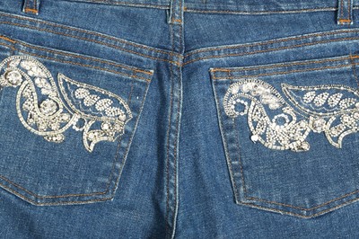 Lot 94 - Roberto Cavalli Blue Denim Embellished Jeans - Size XS