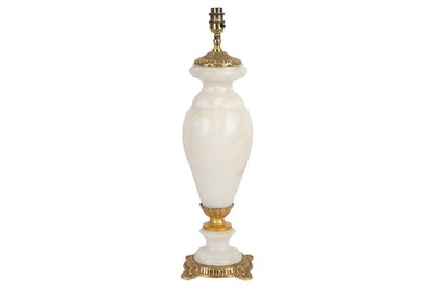 Lot 40 - A WHITE ONYX BALUSTER TABLE LAMP