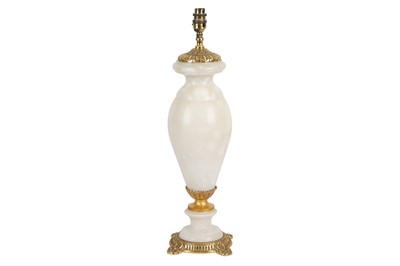 Lot 40 - A WHITE ONYX BALUSTER TABLE LAMP
