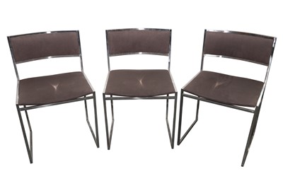 Lot 70 - IN THE MANNER OF WILLY RIZZO, THREE ITALIAN BRUSHED STEEL CHAIRS