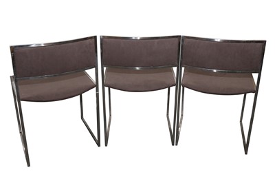 Lot 70 - IN THE MANNER OF WILLY RIZZO, THREE ITALIAN BRUSHED STEEL CHAIRS