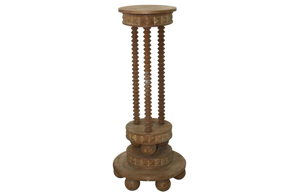 Lot 12 - A FRENCH LIMED OAK JARDINIERE STAND