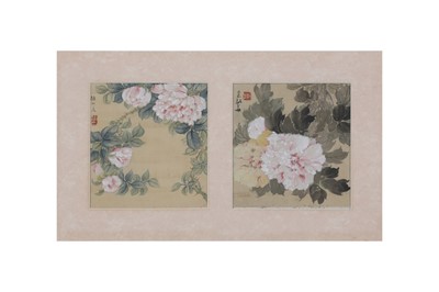 Lot 728 - TWO CHINESE PAINTINGS OF FLOWERS.