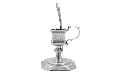 Lot 563 - Welsh Interest - A George I sterling silver snuffers and stand, London 1724 by Matthew Cooper (this mark reg. July 1720)