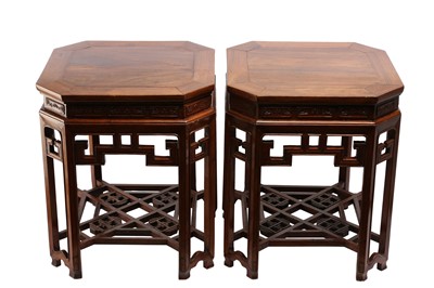 Lot 979 - A PAIR OF CHINESE HUANGHUALI STANDS.