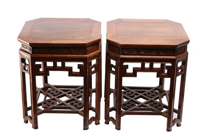 Lot 979 - A PAIR OF CHINESE HUANGHUALI STANDS.