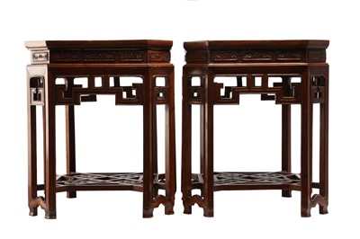 Lot 979 - A PAIR OF CHINESE HUANGHUALI STANDS.