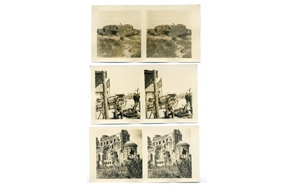 Lot 422 - Rare set of Lartigue Stereo Images and a set of WWI Battle-Field Cards.