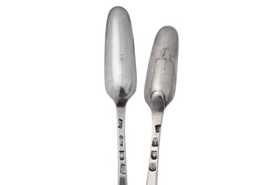 Lot 319 - Two George III sterling silver marrow scoops, London 1778 and 1780 by George Smith III