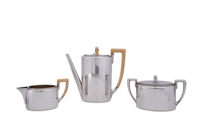 Lot 102 - An early 20th century Austrian 800 standard silver three-piece coffee service, Vienna circa 1910 by Alexander Sturm, retailed by Gebrüder Friedländer of Berlin