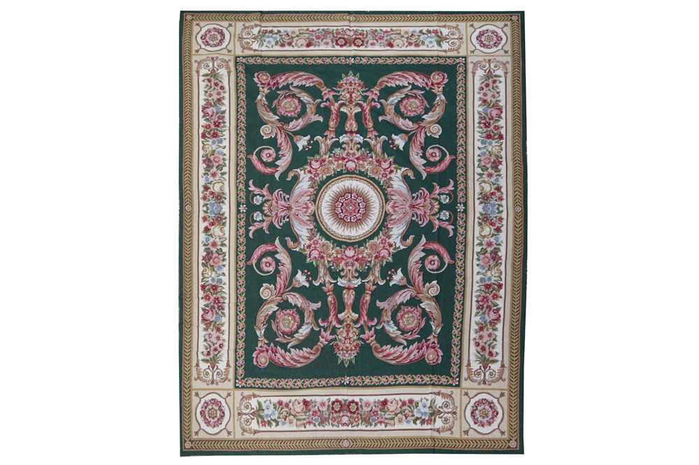 Lot 421 - A FINE NEEDLEPOINT CARPET OF AUBUSSON DESIGN