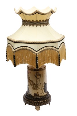 Lot 334 - A JAPANESE IVORY LAMPSTAND AND SHADE.
