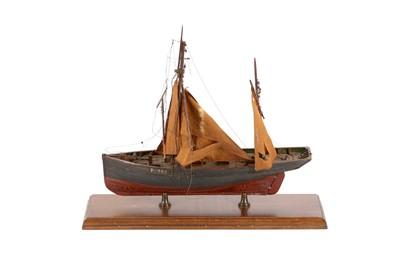 Lot 339 - A WOODEN MODEL OF A CLINKER BUILT KETCH, MID/ LATE 20TH CENTURY