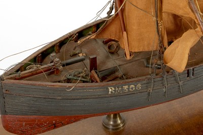 Lot 339 - A WOODEN MODEL OF A CLINKER BUILT KETCH, MID/ LATE 20TH CENTURY