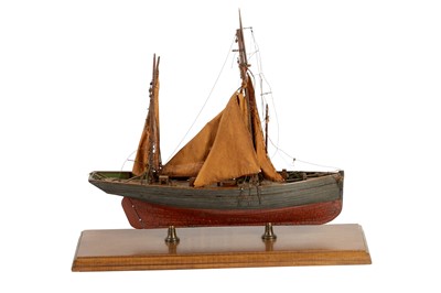 Lot 339 - A WOODEN MODEL OF A CLINKER BUILT KETCH, MID/ LATE 20TH CENTURY