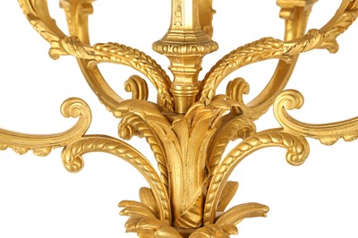 Lot 65 - A VERY LARGE PAIR OF MID 19TH CENTURY GILT AND PATINATED BRONZE FIGURAL CANDELABRA CIRCA 1860