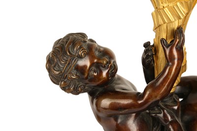 Lot 65 - A VERY LARGE PAIR OF MID 19TH CENTURY GILT AND PATINATED BRONZE FIGURAL CANDELABRA CIRCA 1860