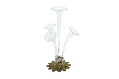 Lot 182 - A VICTORIAN GLASS AND BRONZE EPERGNE