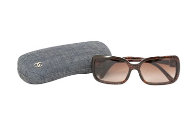 Lot 207 - Chanel Brown Tweed Square Sunglasses