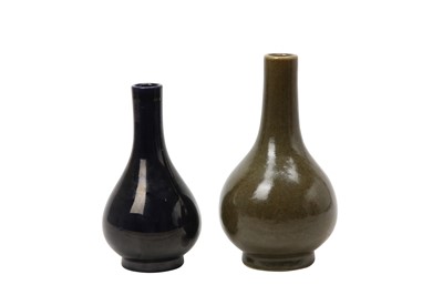 Lot 796 - TWO CHINESE MONOCHROME BOTTLE VASES.
