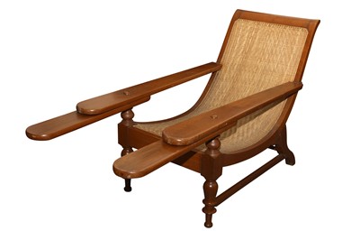 Lot 50 - AN ANGLO INDIAN TEAK PLANTATION CHAIR, LATE 20TH CENTURY
