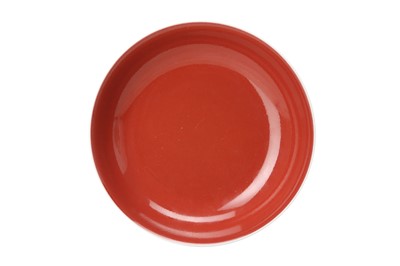 Lot 917 - A CHINESE RED-GLAZED DISH.