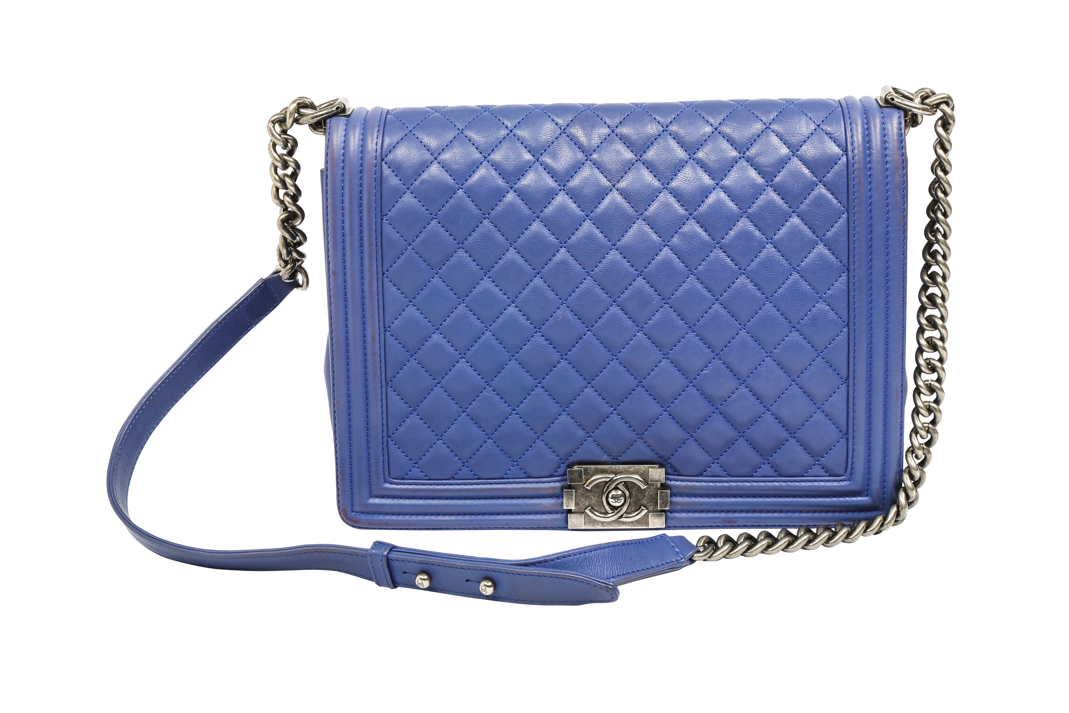 Lot 88 - Chanel Blue Large Boy Bag