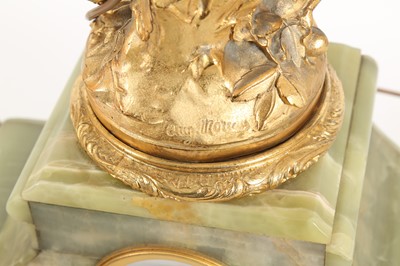 Lot 95 - A FRENCH GILT METAL AND GREEN ONYX FIGURAL MANTLE CLOCK, EARLY 20TH CENTURY