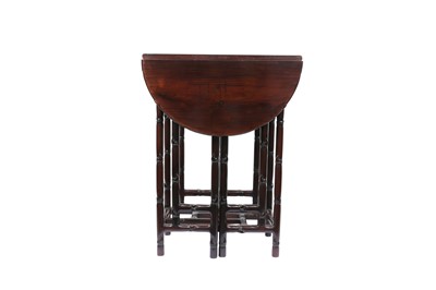 Lot 176 - λ A CHINESE ROSEWOOD DROP LEAF 'BAMBOO' TABLE.
