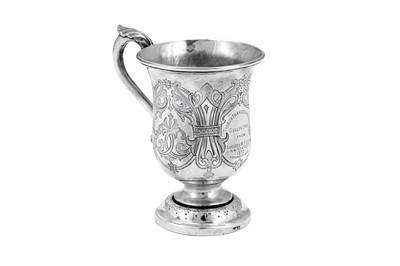 Lot 168 - A late 19th century Indian Colonial silver christening mug, Madras dated 1872 by Peter Orr