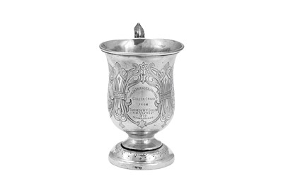 Lot 137 - A late 19th century Indian Colonial silver christening mug, Madras dated 1872 by Peter Orr