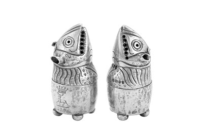 Lot 73 - A pair of Victorian sterling silver novelty pepper pots, London 1879 by Frederick Brasted