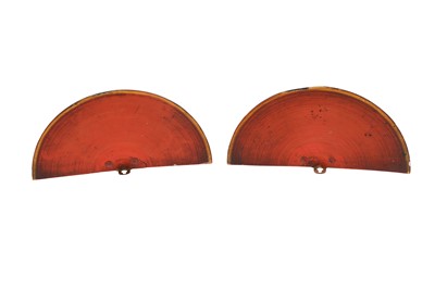 Lot 341 - λ A PAIR OF POLYCHROME-PAINTED LACQUERED WOODEN WALL SHELVES