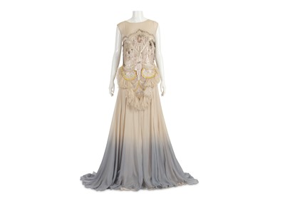 Lot 230 - Matthew Willamson Nude Ombre Embellished Evening Dress  - Size 16