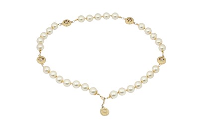 Lot 390 - Chanel Jumbo Pearl CC Logo Necklace