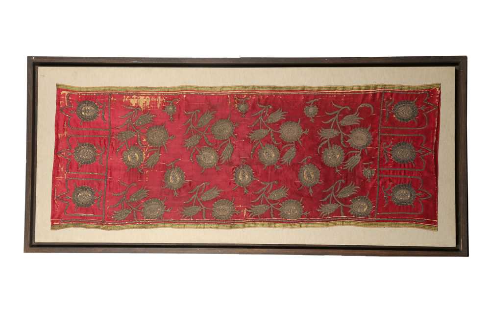 Lot 397 - A CRIMSON RED SILK COVER