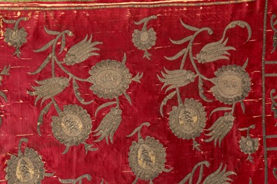 Lot 397 - A CRIMSON RED SILK COVER