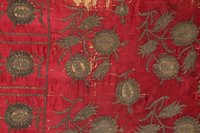 Lot 397 - A CRIMSON RED SILK COVER