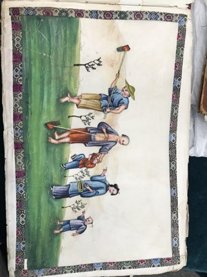 Lot 412 - NINE CHINESE PITH PAPER PAINTINGS.