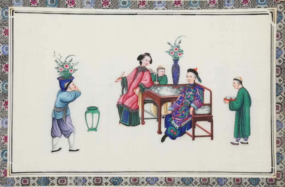Lot 416 - A SET OF SIX CHINESE PITH PAPER PAINTINGS.