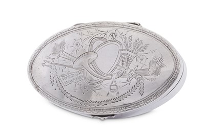 Lot 23 - An early 19th century unmarked silver snuff box, probably German date 1820