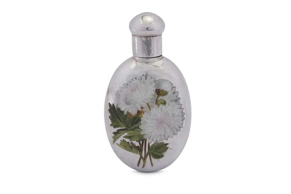 Lot 48 - A Victorian sterling silver and enamel scent bottle, London 1889 by Sampson Mordan