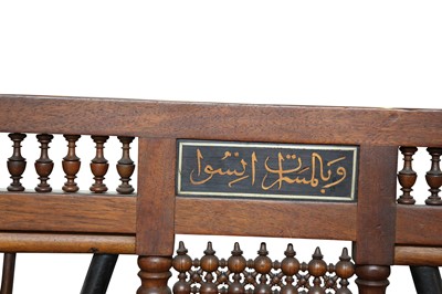 Lot 660 - λ A LONG HARDWOOD IVORY AND MOTHER-OF-PEARL-INLAID ORIENTALIST SETTEE