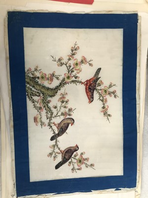 Lot 423 - FIFTEEN CHINESE PITH PAINTINGS OF BIRDS AN FLOWERS.
