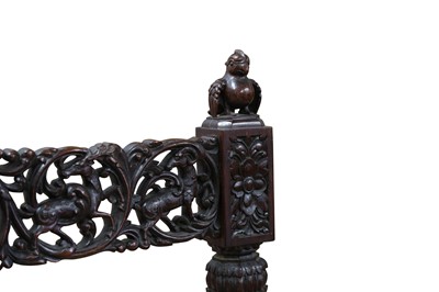 Lot 339 - A FINE CARVED HARDWOOD INDO-COLONIAL SETTEE