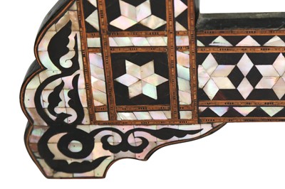 Lot 332 - λ A HARDWOOD MOTHER-OF-PEARL-INLAID MIRROR