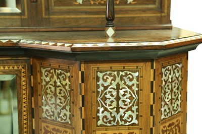 Lot 337 - λ A HARDWOOD MOTHER-OF-PEARL-INLAID LIBERTY & CO. OTTOMAN-REVIVAL ORIENTALIST CUPBOARD