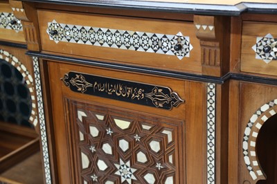 Lot 330 - λ A HARDWOOD MOTHER-OF-PEARL, RESIN AND IVORY-INLAID ORIENTALIST LOW CABINET